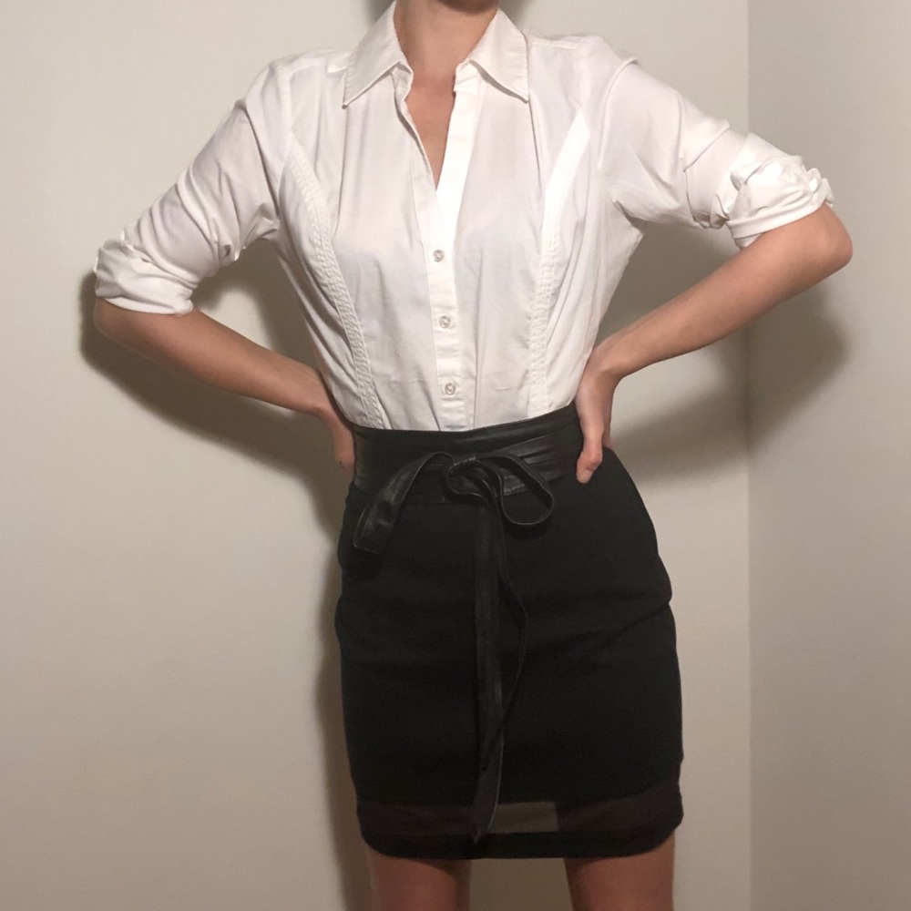 Express Black Mesh Detail Pencil Skirt